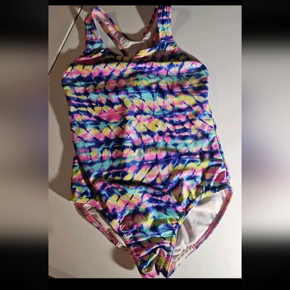 Speedo Girls One Piece Racerback Swimsuit Pink Purple Pastel Size Youth Large